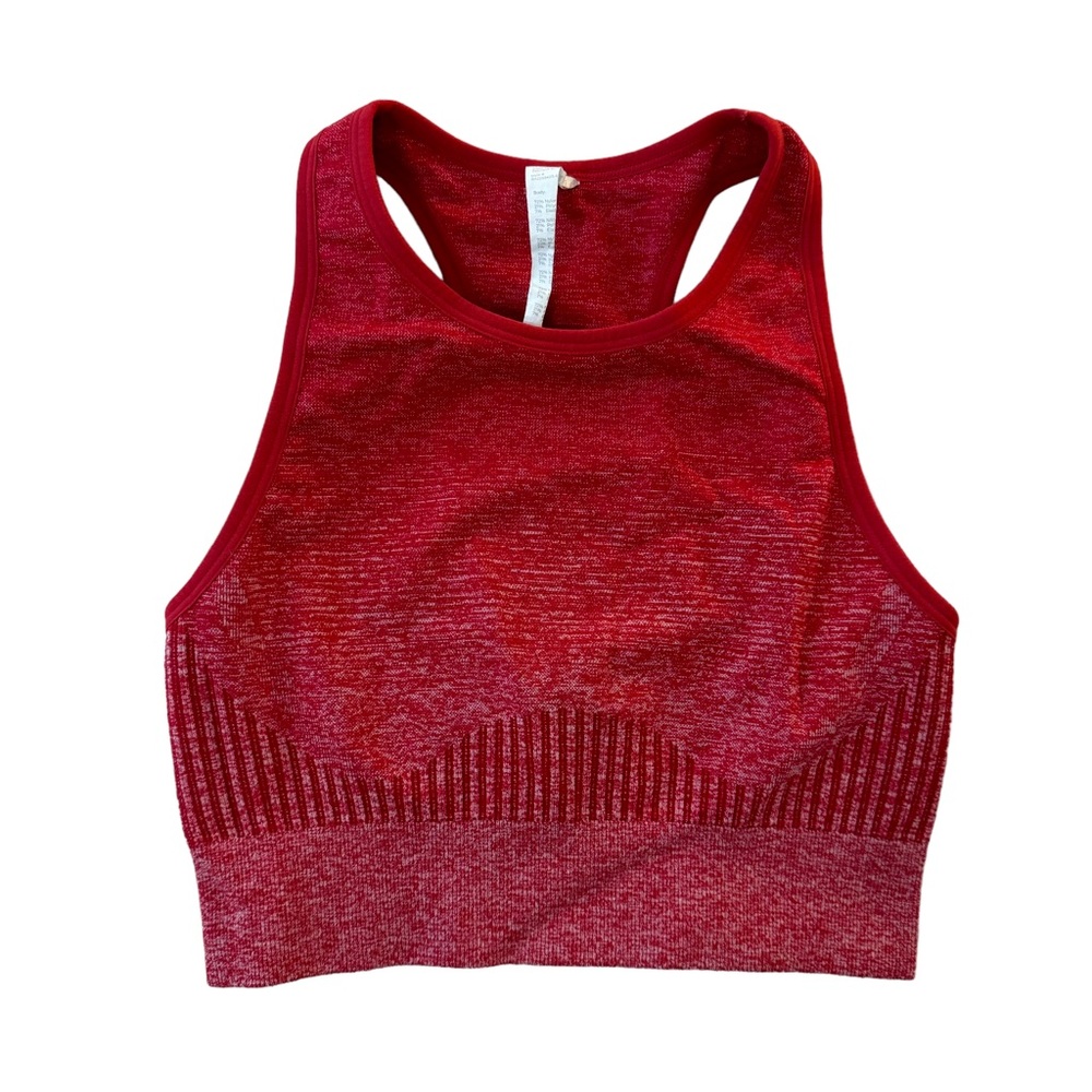 Fabletics Red Heathered Ribbed Detail Workout Sports Bra Size XS
